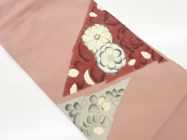 縮緬地手描き辻ヶ花模様名古屋帯